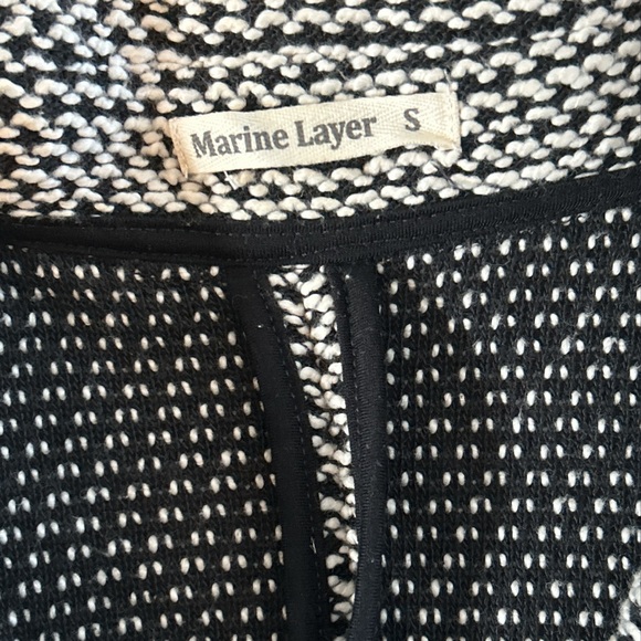 MARINE LAYER Birdseye Cardigan in Black/White Contrast. Size Small - Picture 6 of 8